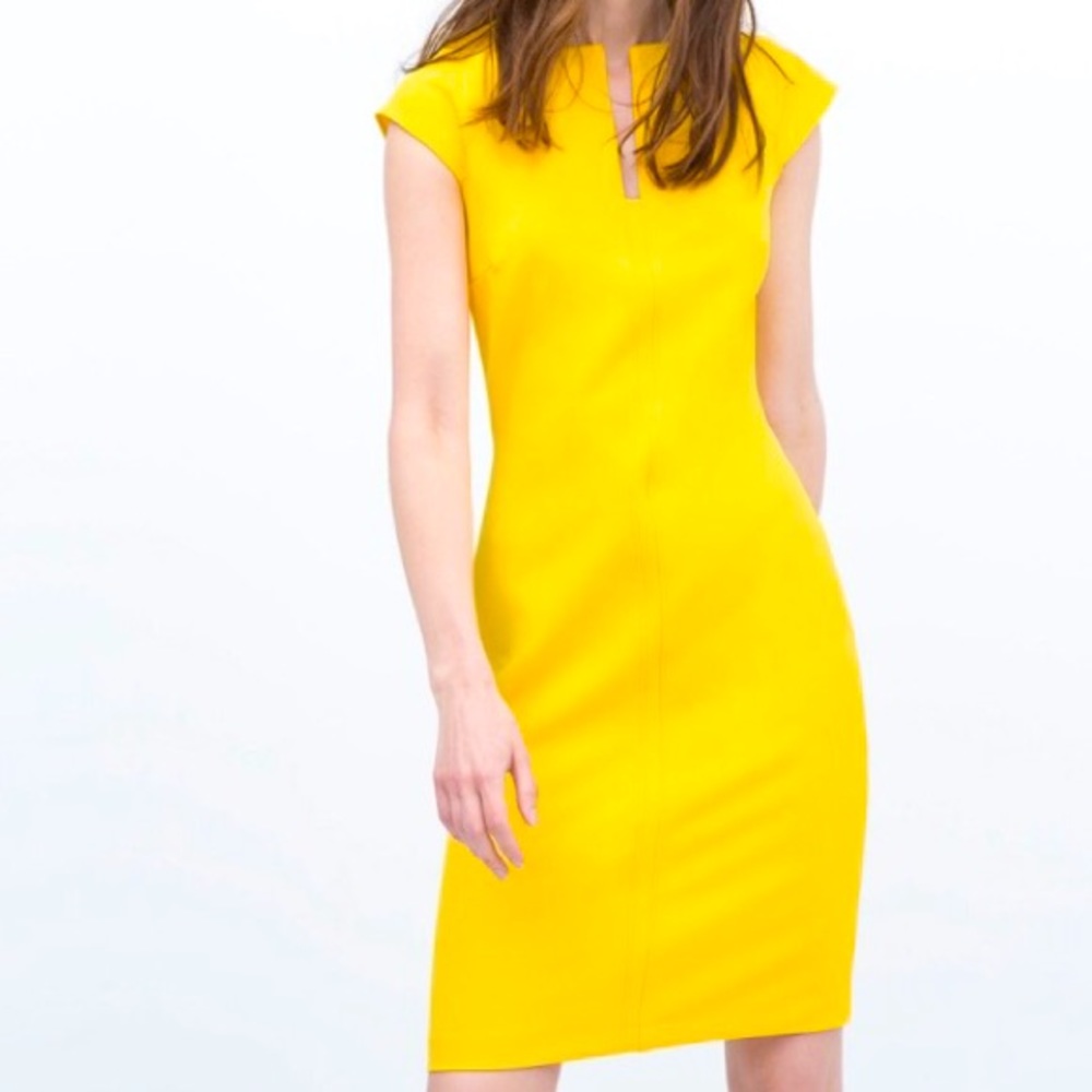 ZARA WOMAN Canary Yellow Pencil Dress